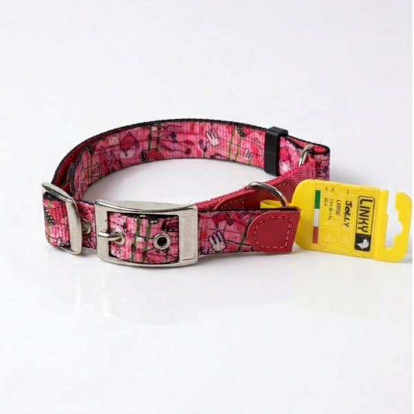 "Linky L Dog Collar in Pink – Strong and Durable, Adjustable from 40 to 63 cm, 2.5 cm Width