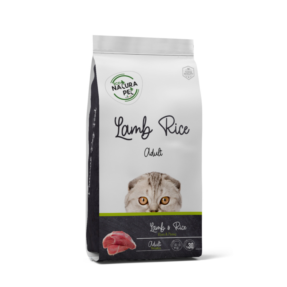 Eco Natura Pet Lamb & Rice Adult Cat Dry Food Formulated To Provide All Nutrients To Support Well-Being And Special Needs Of Adult Cats By Nutritionists 15 Kg