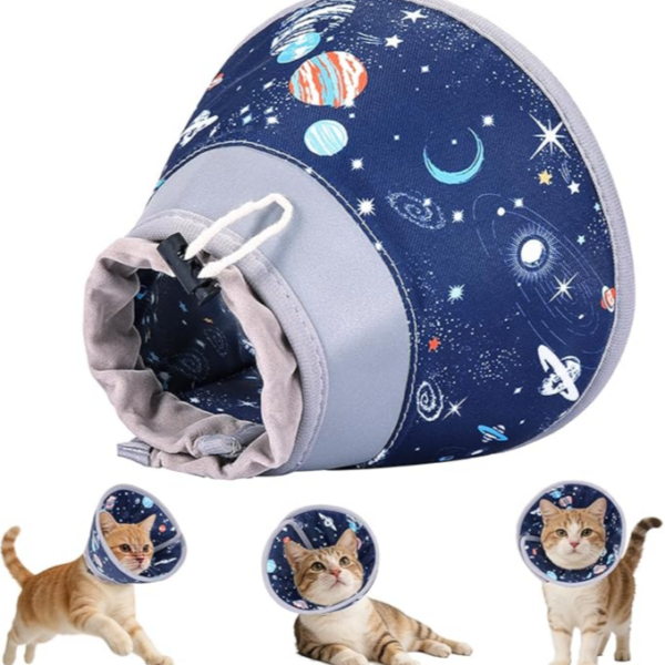 Pet Recovery Collar Post Surgery M Size Lightweight - Space Pattern