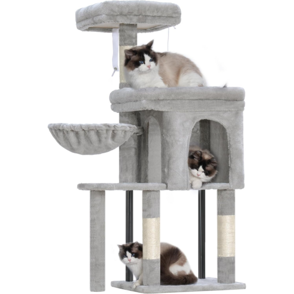 Cat Tree , Scratching Posts With Cozy Condo, Padded Bed, Hammock, Plush Perch, Sisal Post And Ball 43*33*18 Cm