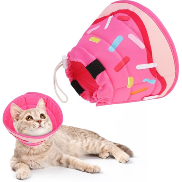Cat Recovery Collar To Stop Licking After Surgery, Adjustable Soft For Neck, Medium Size Shark