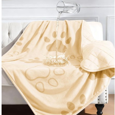 KASBAH Dog Cooling Blanket & Mat, Waterproof Pet Blankets for Couch, Bed and Car Seat, Washable beige