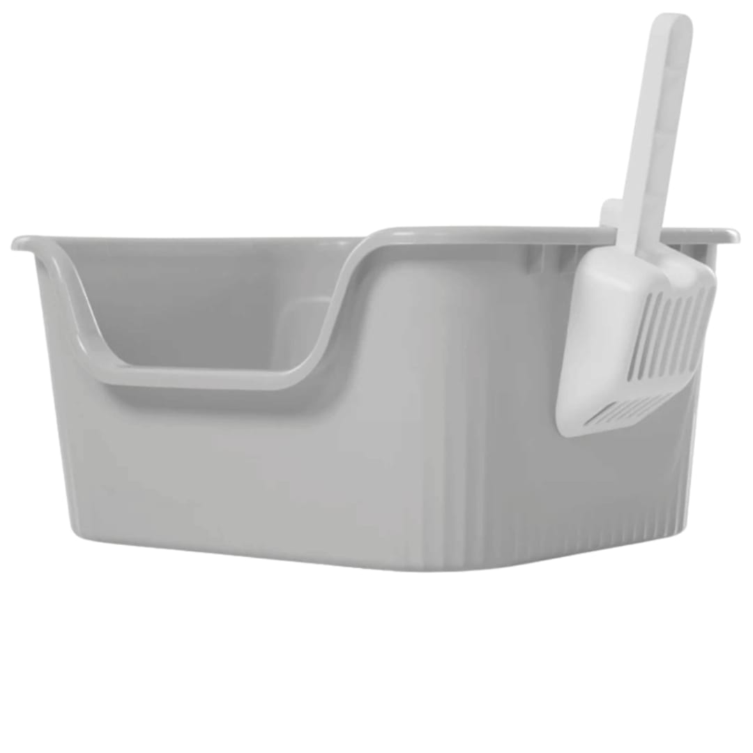 Cat Litter box + scooper Light gray Length 47cm Width 31cm Height 25cm