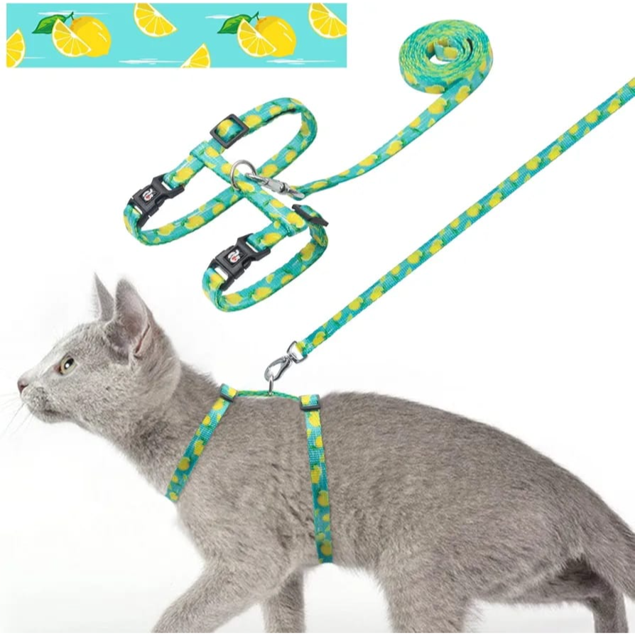 Azuza cat hearness & leash set Leash 120cm Harness neck size 18cm-25.5cm Chest size:25.5cm-43cm