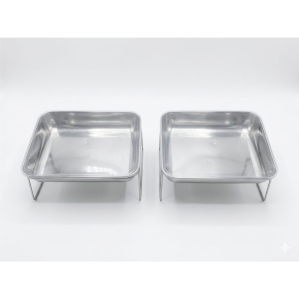 pet plate with stand & cover stainless steel 2PCS