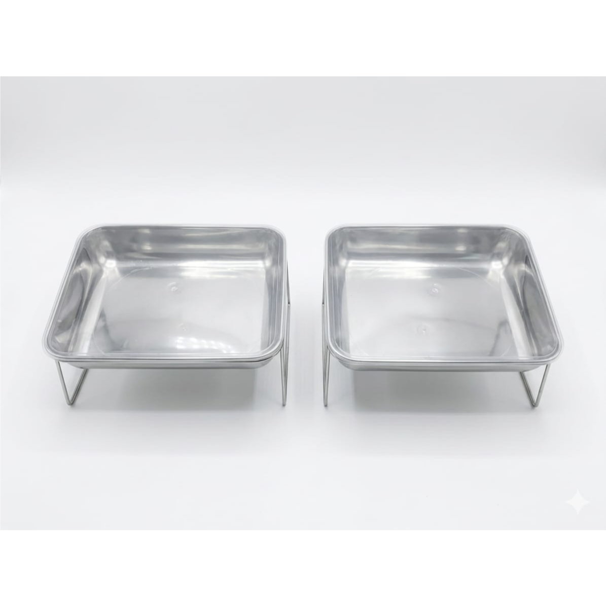 pet plate with stand & cover stainless steel 2PCS