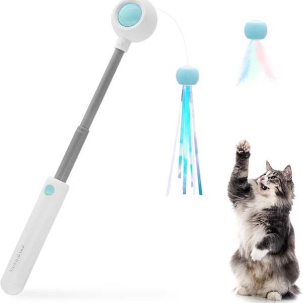 Pet gravity retractable cat wand stick toy