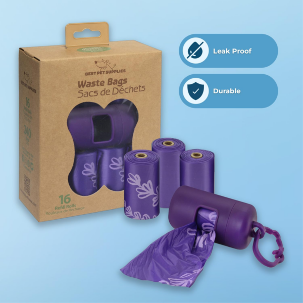 waste bags 16 roll 240 bags purple