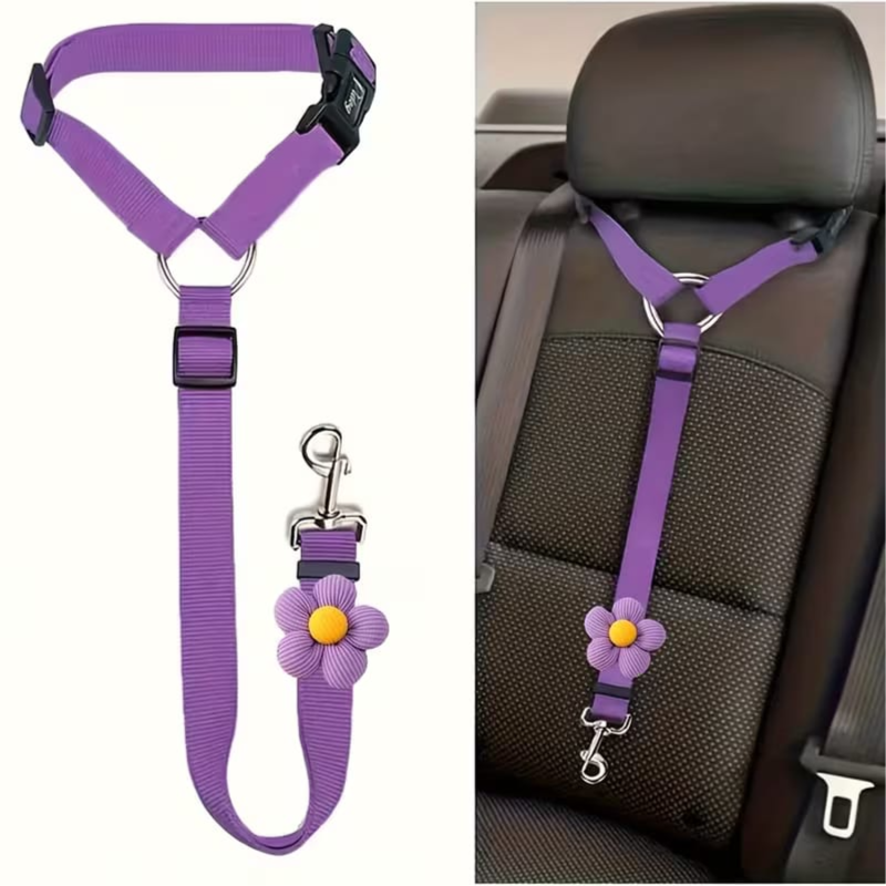 Yiwu jiaci Leashwith flower purple Neck size 40cm-55cm Leash length 41cm-71cm