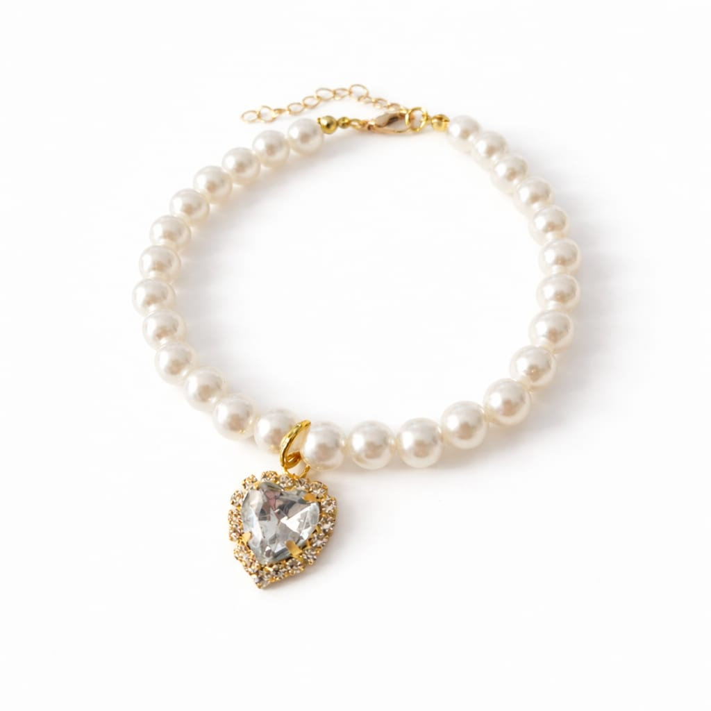 pet collar pearls S size 17.5cm-24cm