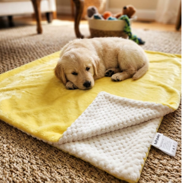 Furrybaby Pet blanket Yellow & white 40*32 inch