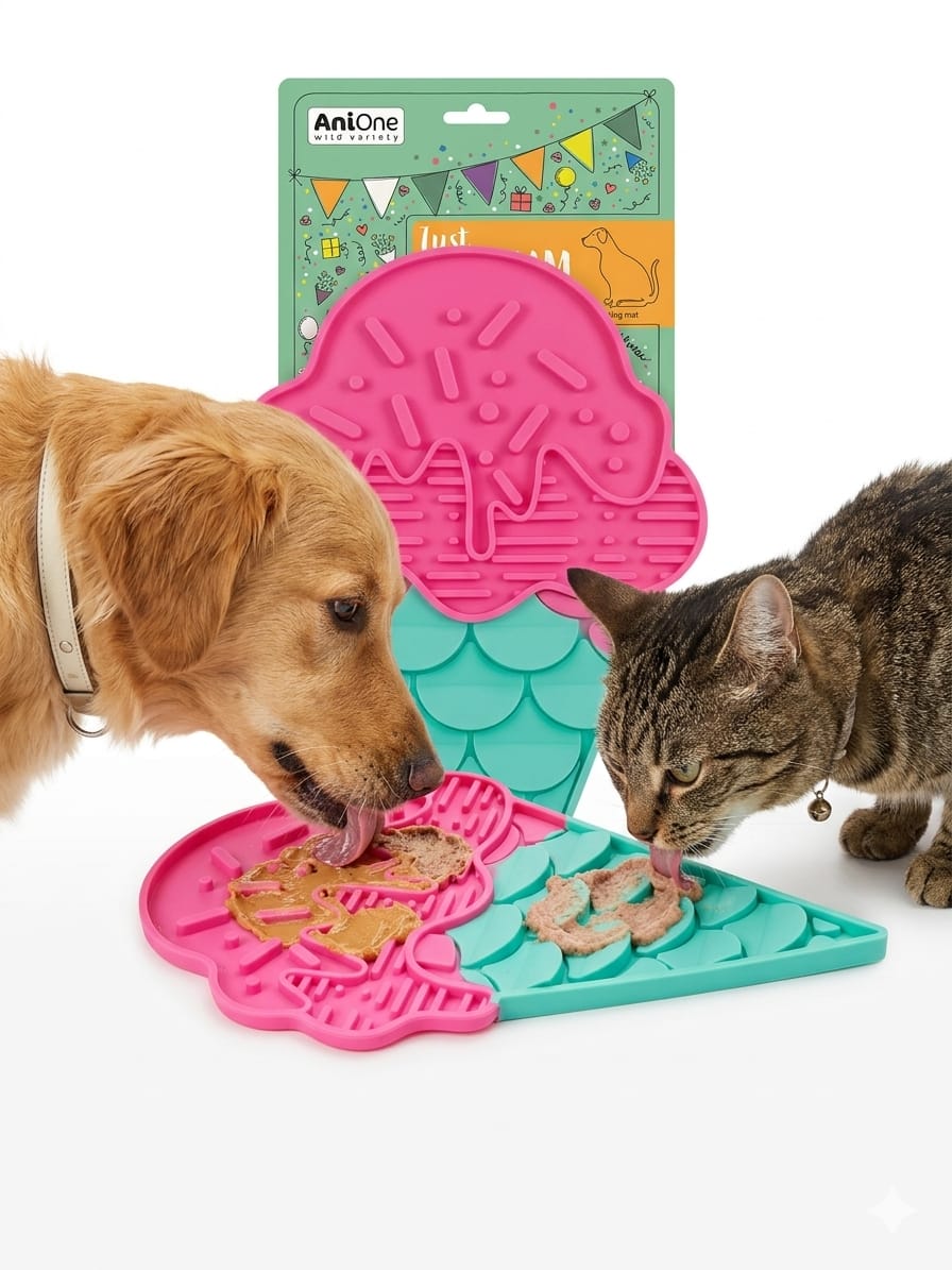 Ice Cream Shaped Silicone Slow Feeder Bowl for Pets – Fun & Healthy Feeding