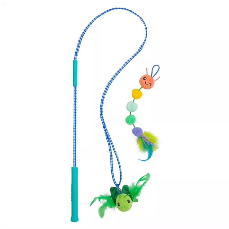 Interactive Cat Wand Toy with 2 Extra Attachments – Double the Fun