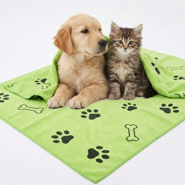 Pet Drying Towel Length 100cm Width 50cm Green