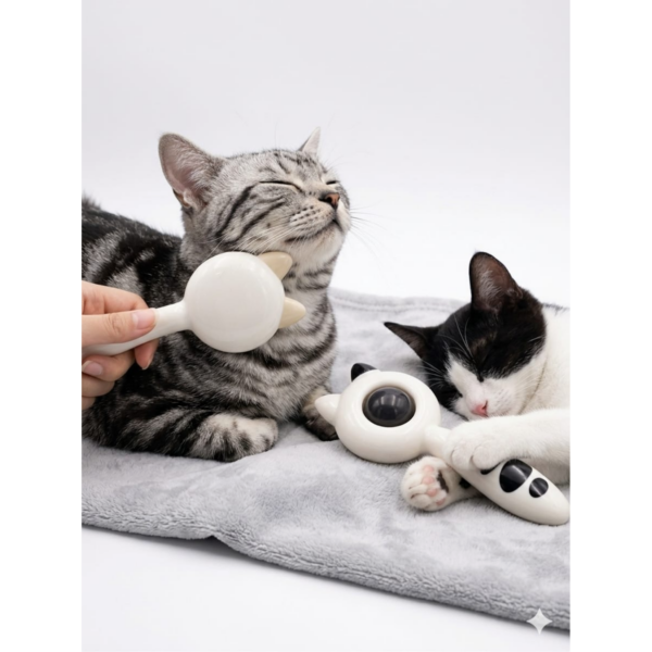 Pet brush beige color cat face shape