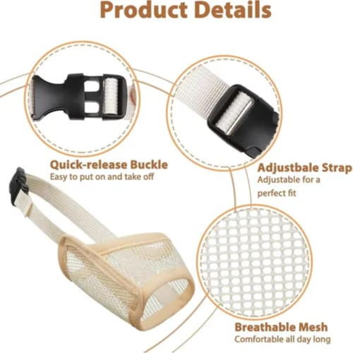 Dog Muzzle Adjustable Breathable Mesh beige XXS